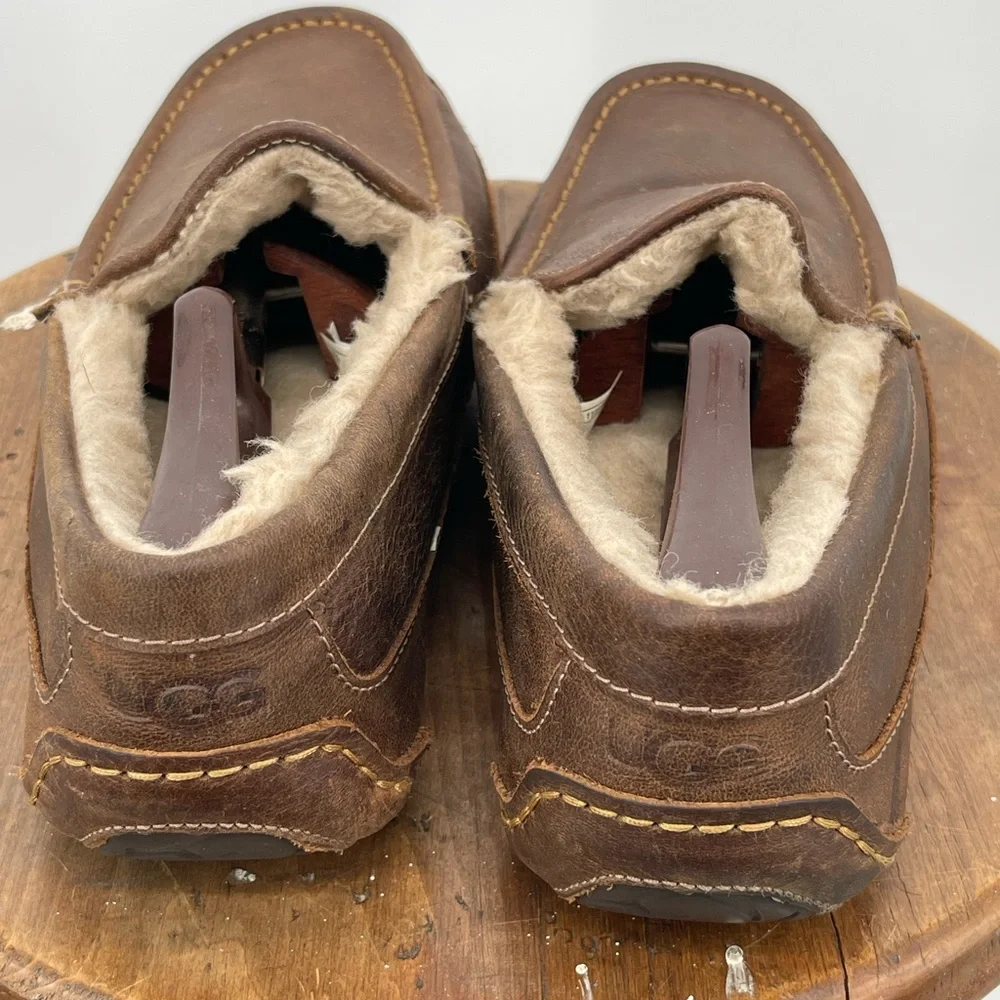 UGG Men's Ascot Chocolate Brown Leather Slip-Ons